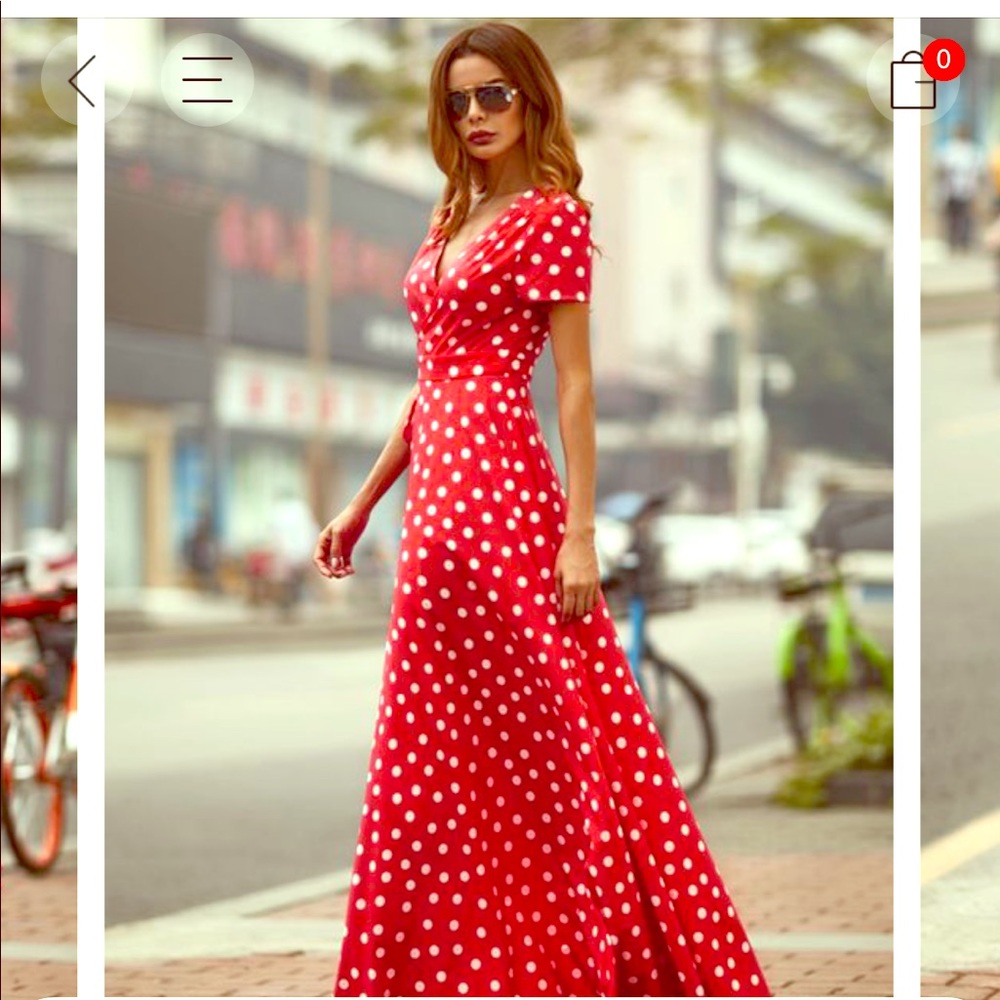 Floryday Polkadot Wrap Maxi Dress